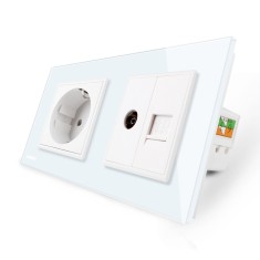 Priza dubla Livolo cu rama din sticla 1 priza Schuko+TV/internet SmartElectro IntelligentHouse foto