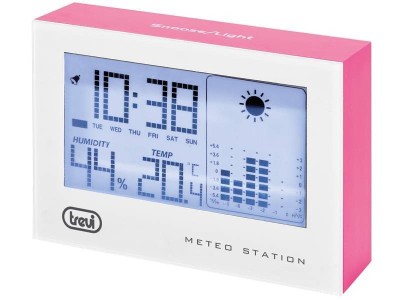 Statie meteo cu ceas alb/roz Trevi foto