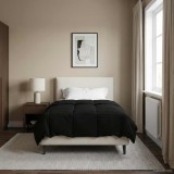 vidaXL Duvet complet pe tot parcursul anului Patos Negru 155 x 220 cm 42026020