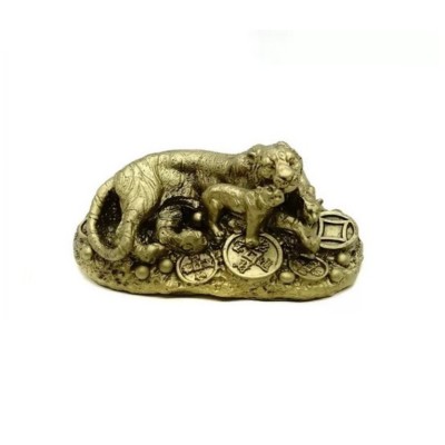 Statueta Feng Shui Tigru cu Familie - 9cm, model FS206 foto