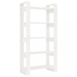 Cumpara ieftin Biblioteca/Separator camera, alb, 80x35x160 cm, lemn masiv pin