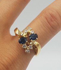 Superb inel din aur 18 k, safire si diamante naturale - Atelier Alessandria