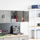 VidaXL Dulapuri de perete de garaj 2 buc. Lemn prelucrat gri beton