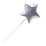 Cumpara ieftin Lumanare decorativa pentru tort, forma steluta lucioasa, cu betisor pentru fixare, 11 x 3.2 cm, decor pentru aniversari si evenimente, argintiu