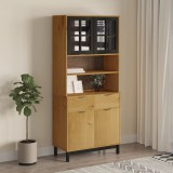 Cumpara ieftin Dulap cu uși din sticlă &bdquo;FLAM&rdquo;, 80x40x180 cm, lemn masiv de pin