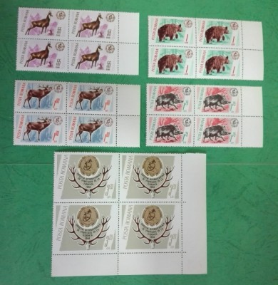 TIMBRE ROMANIA MNH 1965/L.P.618 TROFEE DE VANATOARE BL. DE 4 foto