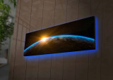 Tablou decorativ cu lumina LED, 3090NASA-018, Canvas, 30 x 90 cm, Multicolor