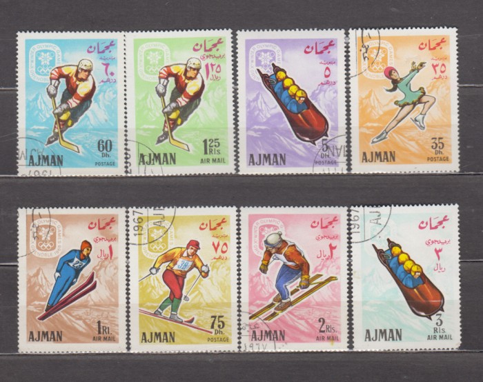 A12 S3 4 - Timbre foarte vechi - Ajman - sporturi de iarna