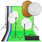 vidaXL Set studio foto cu lumină, fundal și reflector 3094732