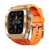 [Pachet 360&Atilde;&sbquo;&Acirc;&deg;] Husa + curea Apple Watch 7 45mm ShellBox Waterproof IP68, roz auriu