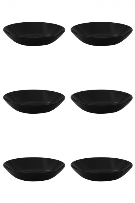 Set farfurii 6 piese pentru supa, opal negru, diametru 20 cm