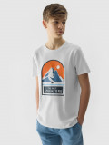 Tricou din bumbac organic cu imprimeu pentru băieți - alb, 4F Sportswear