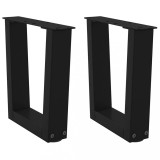 VidaXL Picioare pentru măsuță de cafea &icirc;n formă de V, 2 buc., negru, 30x(30-31,3) cm, oțel