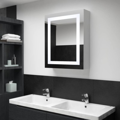 Gossi dulap de baie cu oglinda si led-uri, 50 x 13 x 70 cm foto