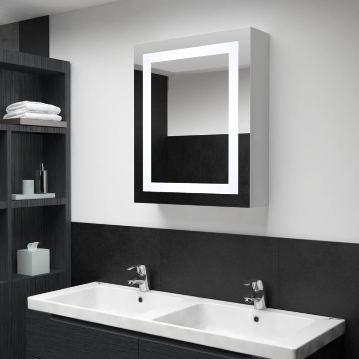 Gossi dulap de baie cu oglinda si led-uri, 50 x 13 x 70 cm