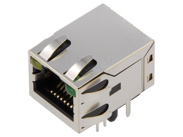 Soclu RJ45 ecranat cu LED 8p8c THT