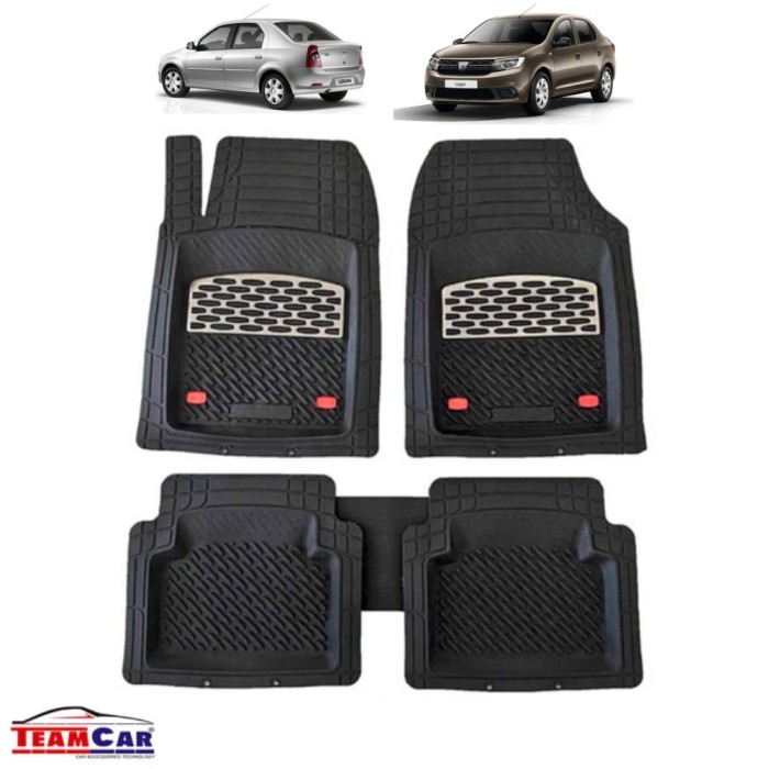 Covorase Auto Tip Tavă TEAMCAR&reg; Compatibile Dacia Logan 1, 2, Facelift, Antiderapante, Protecție Completă, Argintiu