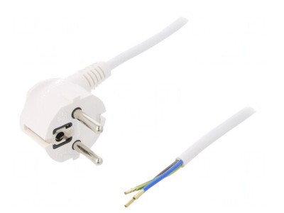 Cablu Electric Alb 1.5m 3x0.75mm&amp;sup2; PVC 16A 250V foto