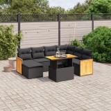 Cumpara ieftin Gossi set mobilier de gradina cu perne, 8 piese, negru, poliratan