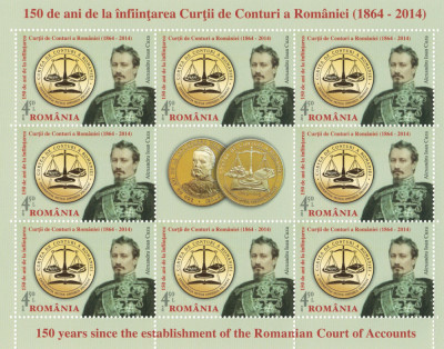 ROMANIA 2014 - Curtea de conturi a Romaniei, aniv. 150 ani / colita MNH foto