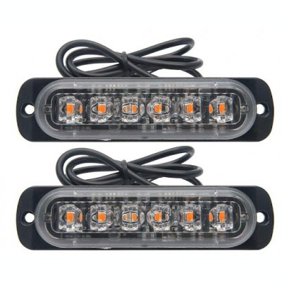 Set 2 x Stroboscop 6 LED lumini de avertizare auto foto