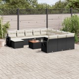 Cumpara ieftin Set mobilier de grădină cu perne, 13 piese, negru, poliratan