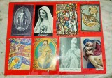 G453-Lot 25 iconite hartie catolice vechi gen semne de carte marimi pana la 7/ 5 cm.