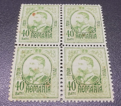 ROMANIA 1908 LP 66 Carol I Gravate bloc 40 bani MNH foto