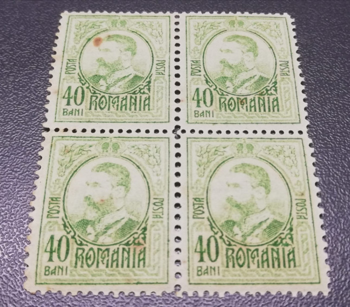 ROMANIA 1908 LP 66 Carol I Gravate bloc 40 bani MNH