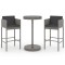 Set mobilier bar de gradina, cu perne, 3 piese, gri, poliratan