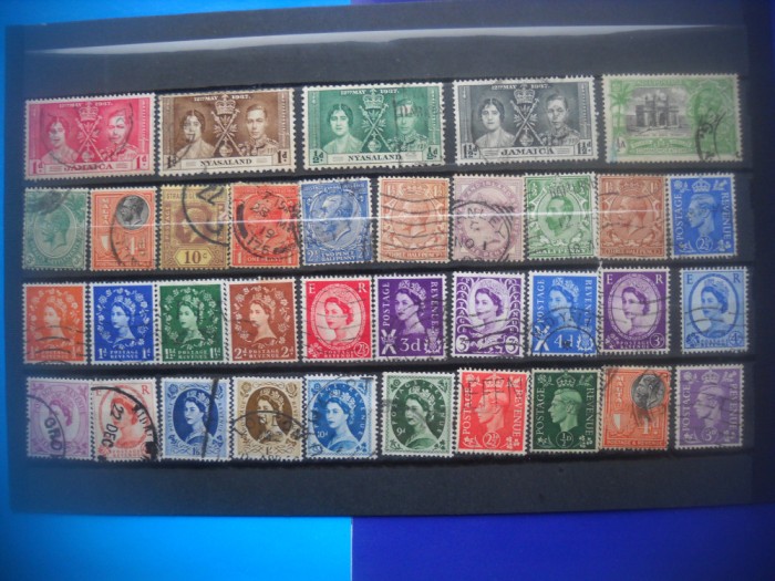 HOPCT LOT NR 577 ANGLIA SI COLONII BRITANICE-35 TIMBRE VECHI-STAMPILAT