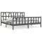 Cadru pat cu tablie 200x200 cm, gri, lemn masiv