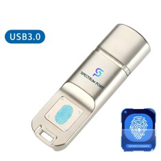 Stick USB 32GB, USB 3.0, Criptare Amprenta, Recunoastere 360&deg;, Carcasa Metalica, Compatibil Laptop si PC, Plug &amp; Play, Argintiu