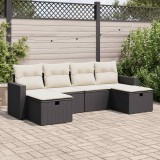 Cumpara ieftin Set mobilier de grădină cu perne, 6 piese, negru, poliratan
