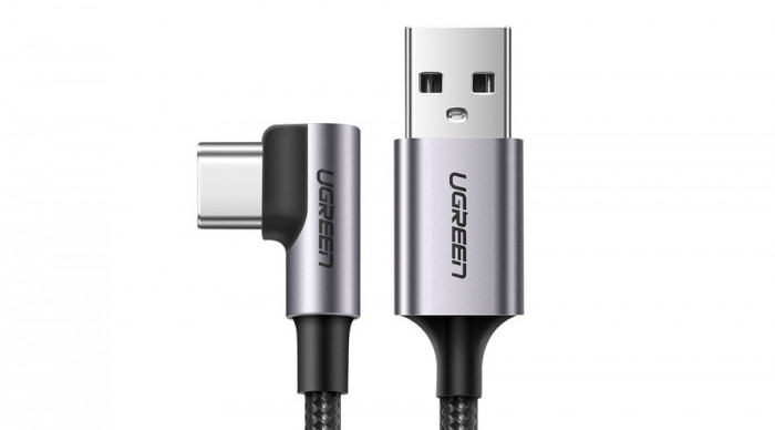 Ugreen USB - Cablu de &icirc;ncărcare și date &icirc;n unghi drept USB tip C 1m 3A - gri (50941)