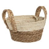Coș Depozitare, 22x12cm, Fibre Porumb, Culoare Maro și Bej, Cu M&acirc;nere, Oem