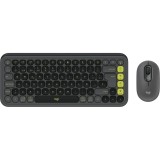 Kit tastatura + mouse Logitech Pop Icon Combo, Wireless, Graphite/Green