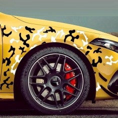 Set 2 stickere autoadezive Tuning in doua culori, model &quot;Paint Stains&quot;, dimensiune 97 x 47 cm, culoare Negru + Alb