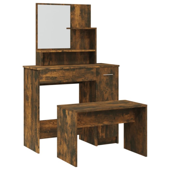 Set masuta de toaleta, stejar afumat, 86,5x35x136 cm