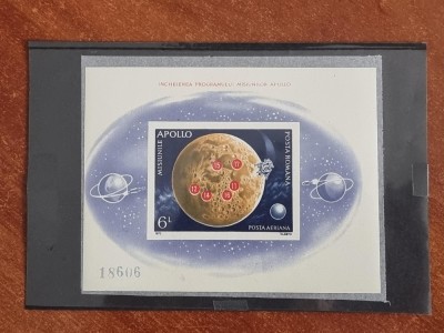 ROMANIA 1972 LP 816 INCHEIEREA PROGRAMULUI APOLLO COLITA NEDANTELATA MNH foto