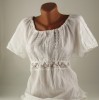 Ie Romaneasca Dama Bumbac, Marimea 40, Alba, Bluza Traditionala cu Motive Populare