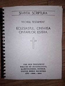 Sfanta scriptura Vechiul testament Ecleziastul,Cantarea cantarilor,estera Transcriere in Braille foto