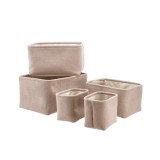 Cumpara ieftin Set 5 cosuri depozitare textil maro 19 x 14 x 16 cm, 32 x 22 x 18 cm, 36 x 26 x 20 cm, 40 x 30 x 22 cm