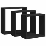 Cumpara ieftin Rafturi cub de perete, 3 buc., negru, MDF