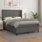 vidaXL Pat box spring cu saltea, gri, 140x200 cm, piele ecologică 3128977