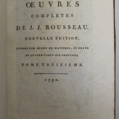 OEUVRES COMPLETES DE J.J. ROUSSEAU , TOME 13 : EMILE OU DE L 'EDUCATION ( TOME QUATRIEME ) , 1792