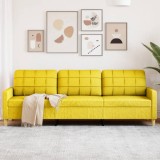 Gossi canapea cu 3 locuri, galben deschis, 210 cm, material textil