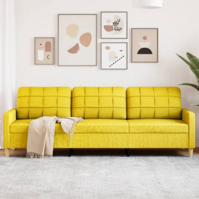 Gossi canapea cu 3 locuri, galben deschis, 210 cm, material textil foto