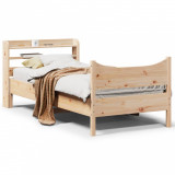 Cumpara ieftin Cadru de pat cu tăblie, 90x200 cm, lemn masiv de pin