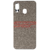 Husă Samsung Galaxy A20, TPU, Piele Ecologică, Denim, Gri